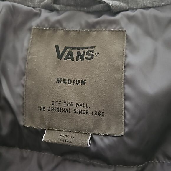 Vans Men's Puffy Zip-Up Hoodie Spring Jacket Gray Medium - Picture 8 of 16